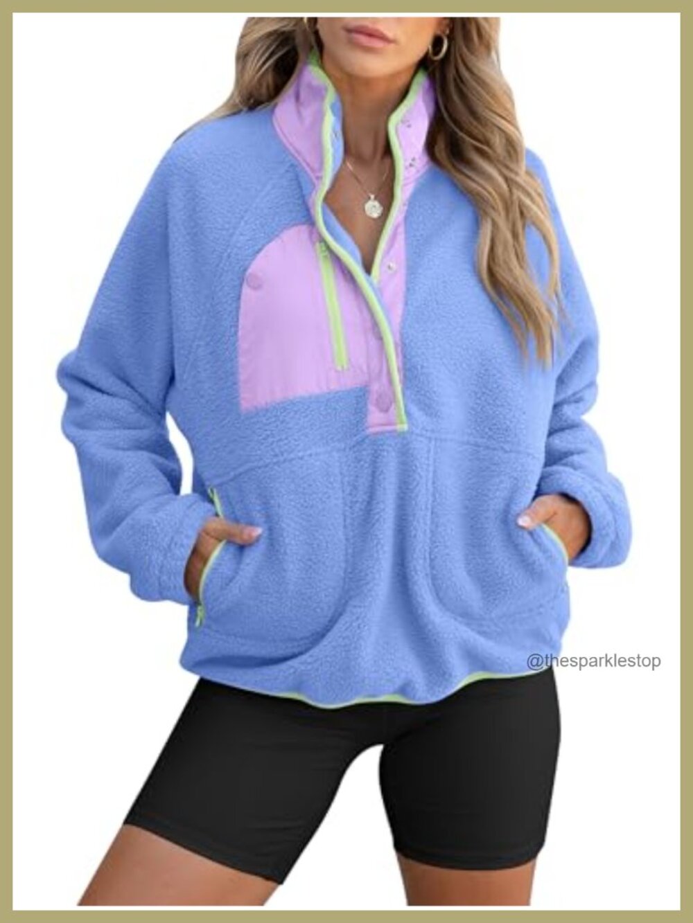 Women Fuzzy Fleece Pullover Sweatshirt with Pockets